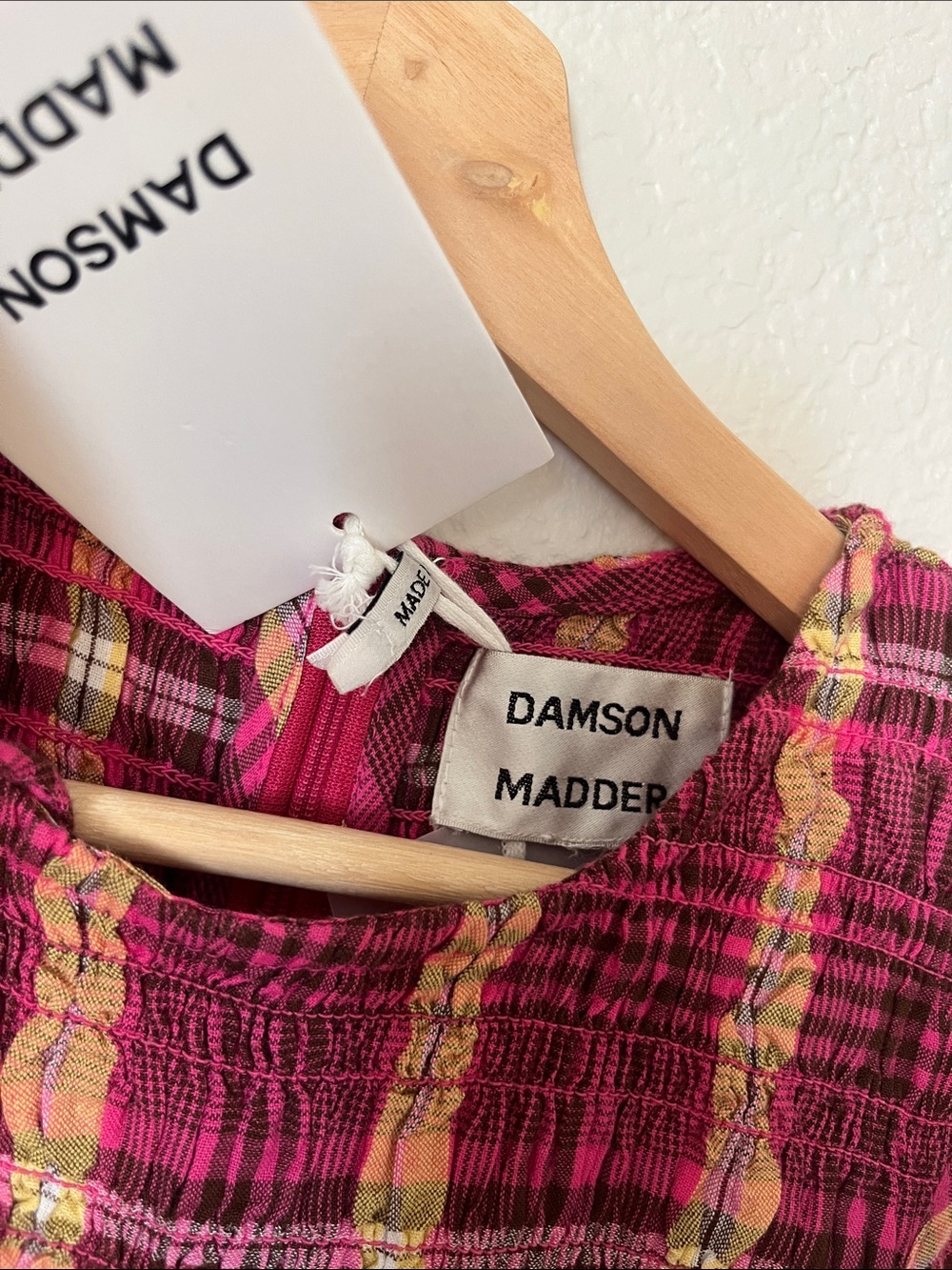 Damson Madder Becca Plaid Smocked Midi Dress - Picture 2 of 9